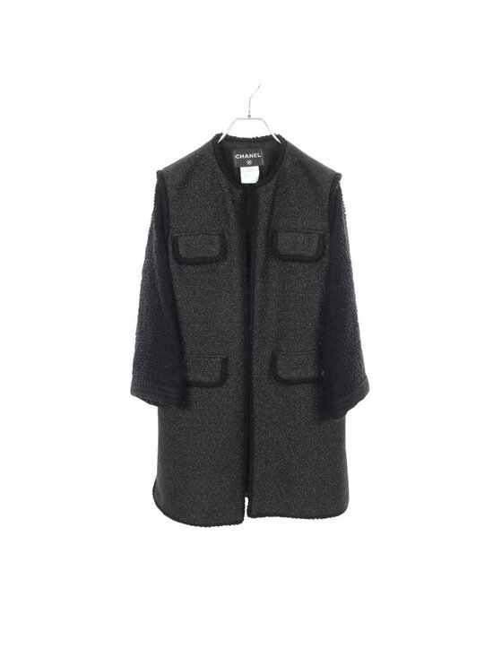 Chanel Jackets & Blazers - Chanel CC Logo Button Contrast Tweed Nylon Coat